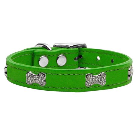 MIRAGE PET PRODUCTS Crystal Bone Genuine Leather Dog CollarEmerald Green Size 20 83-112 EG20